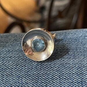 Aquamarine Silver Cufflink (Single)